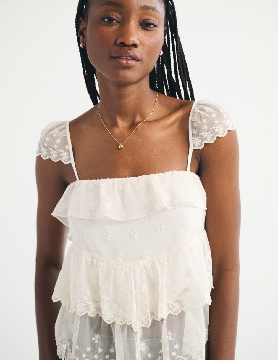 Top abercrombie & fitch cuello v escote v tirante ajustable